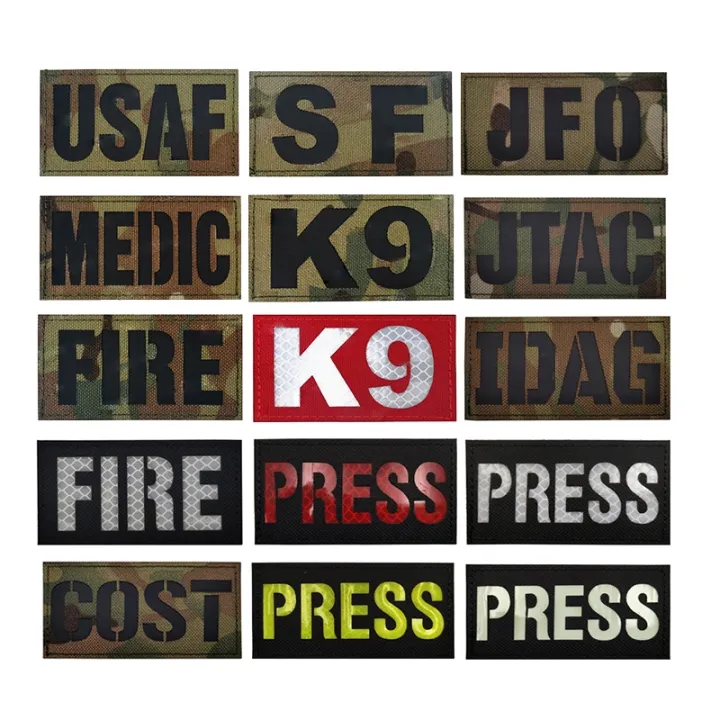 IR Infrared Patches Tactical PRESS MEDIC K9 FIRE Reflective Patches for