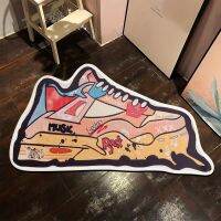 【SALES】 Yellow Basketball Shoes Shaped Area Rug Irregular Funky Sneakers Rug for Living Room Bedroom Fluffy Bathroom Carpet Floor Mat