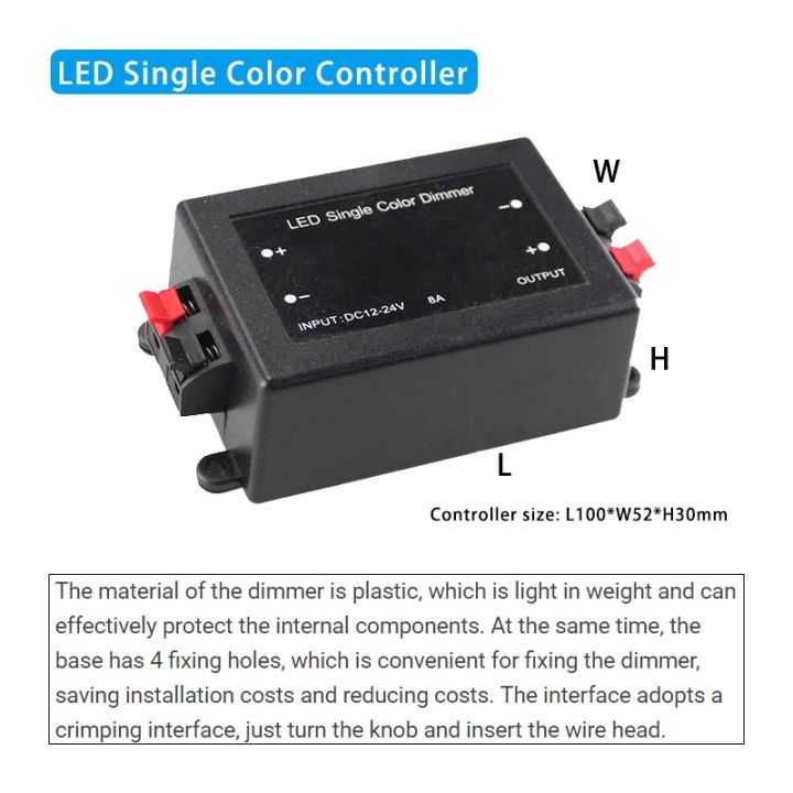 led-single-color-dimmer-12v-24v-dc-8a-1ch-controller-with-3-key-rf-remote-wireless-for-5050-5630-3528-led-cob-strip-light-rope