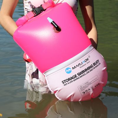 Upgrade 20L Inflatable Swimming Buoy Open Water Swim Safety Buoy Lifeguard Kayaking Surfing Life-saving PVC Storage Drift Bag