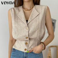 เสื้อกล้ามผู้หญิงปกคอปกแขนกุดหลวมลำลอง (ลำลองเกาหลี) VONDA