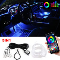 NLpearl 6 In 1 6M RGB LED Car Interior Ambient Light Fiber Optic Strips Light with App Control Auto Atmosphere Decorative Lamp