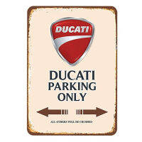 Ducati Parking Sign Vintage Metal Tin Plate Retro Iron Painting Wall Decoration for Garage(Contact seller, free custom pattern)