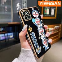 YIWESAN เคสสำหรับ Infinix Smart 6 HD Smart 6 Plus Smart 6 Plus 7ลายการ์ตูนโดราเอมอนบางหรูหราชุบเคสโทรศัพท์ขอบสี่เหลี่ยมลวดลายกันกระแทกเคสนิ่มคลุมทั้งหมดป้องกันเลนส์กล้อง