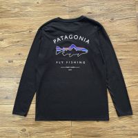 เสื้อยืดแขนยาว Patagonia ชายและหญิงปลายเสื้อแบบลำลองผ้าฝ้ายเดียวกันฤดูใบไม้ร่วงและฤดูหนาว