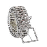 Luxury Full Rhinestone Width 3.4 Cm Waist Belts Women Diamante Crystal Chain Bride Wide Shiny Gold Silver Waist Belt