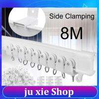 JuXie store 8M Flexible Ceiling Bendable Curtain Rail Cuttable Track Side Clamping For Curved Straight Windows Accessories