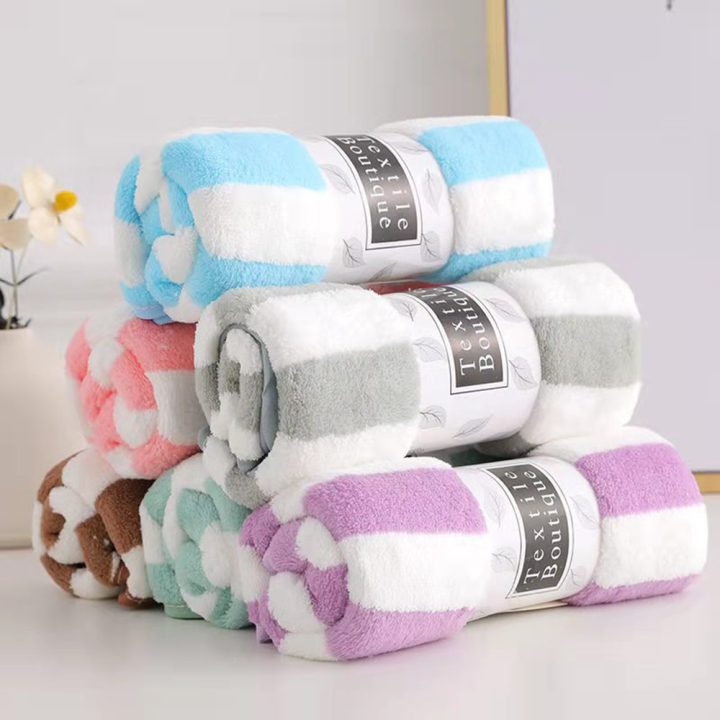 soft-adults-face-hand-towels-bath-towel-sets-microfiber-absorbent-quick-drying-stripes