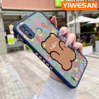 YIWESAN เคสสำหรับ Tecno Spark 6 Go Spark Go 2020 Spark Go 2021การ์ตูนหมีน่ารักแฟชั่นแบบบางฝ้าเคสมือถือกันกระแทกแข็งปลอกซิลิโคนนิ่มดีไซน์ใหม่เคสป้องกันเลนส์กล้องคลุมทั้งหมด