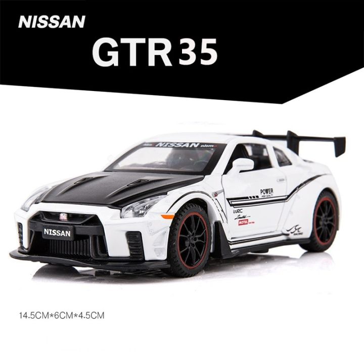 1-32-nissan-gtr-r35-r34รถบังคับวิทยุของเล่นเด็กรถของเล่นที่หล่อจากเหล็กเสียงและแสงเด็กรถของขวัญ