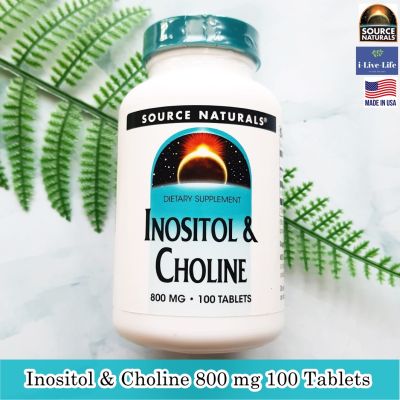 อิโนซิทอล และโคลีน Inositol &amp; Choline 800 mg 100 Tablets -Source Naturals