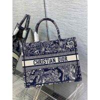 Diontike BOOK TOTE BLUE TOILE DE JOUY ถุงเย็บปักถักร้อยย้อนกลับ1286/1296