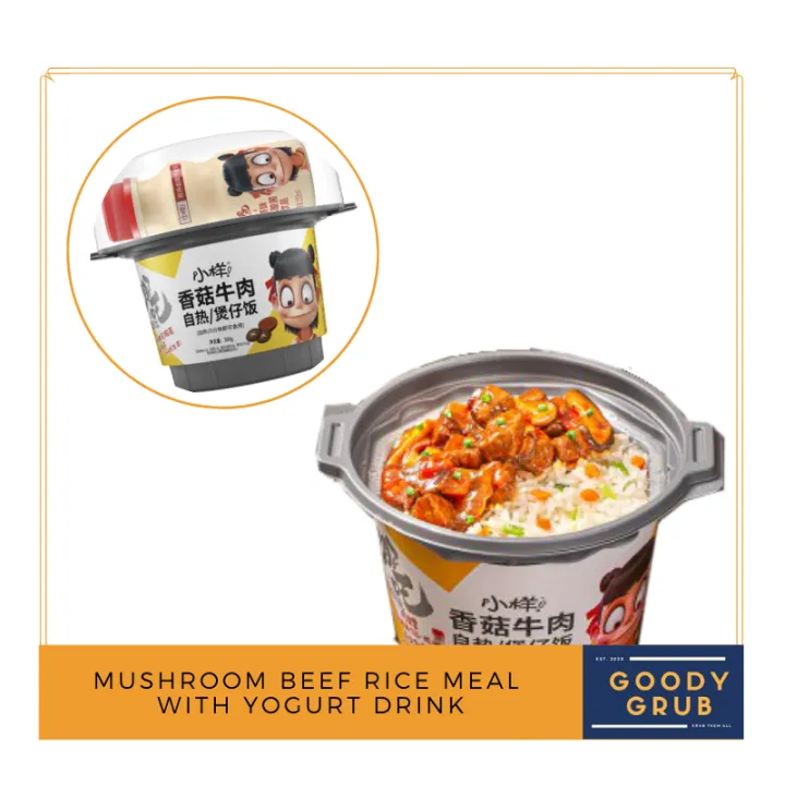 Xiaoyang Beef Mushroom Self Heating Rice Meal with Yogurt Drink Lazada PH