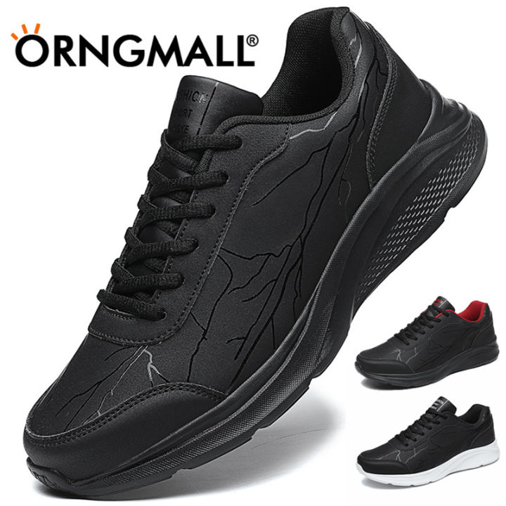 รองเท้ากีฬา-orngmall-สำหรับผู้ชายรองเท้าผ้าใบรองเท้าลำลองคุณภาพสูงสายสีดำแฟชั่นน้ำหนักเบารองเท้าใส่เดินเหมาะชีวิตประจำวันถนนกีฬาลำลองทุกชุด38-46