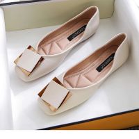 ■☒☋ 2023 spring and summer new flat heel single shoes women Korean version all-match square head shallow mouth soft bottom flat peas shoes womens shoes