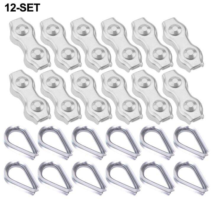 Set Of 12 Duplex Clamp And Wire Rope Thimble M2 Wire Rope Clamp 304