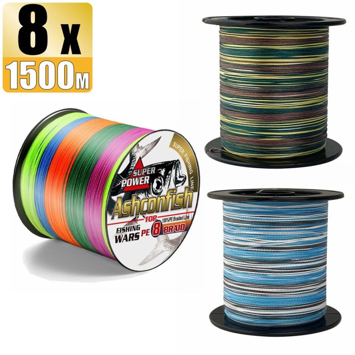 Ashconfish 8 Strands 1500M Braided Fishing Line X8 PE Line Multicolor  Camouflage Blue/Green Camo Line 6-80LB