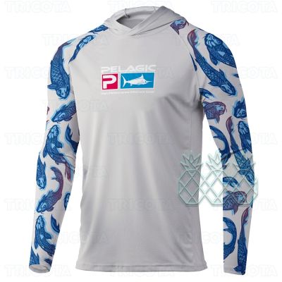 【YF】 Pelagic Fishing Hoodie Shirts Mens Long Sleeve Performance Clothing Uv Sun Protection Breathable Anti Mosquito T-Shirts