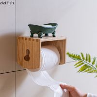 Solid Wood Tissue Holder Paper Roll Holder Wall-mounted Toilet Paper Holders Shelf Napkin Holder Wall Tissue Box Paper Holders