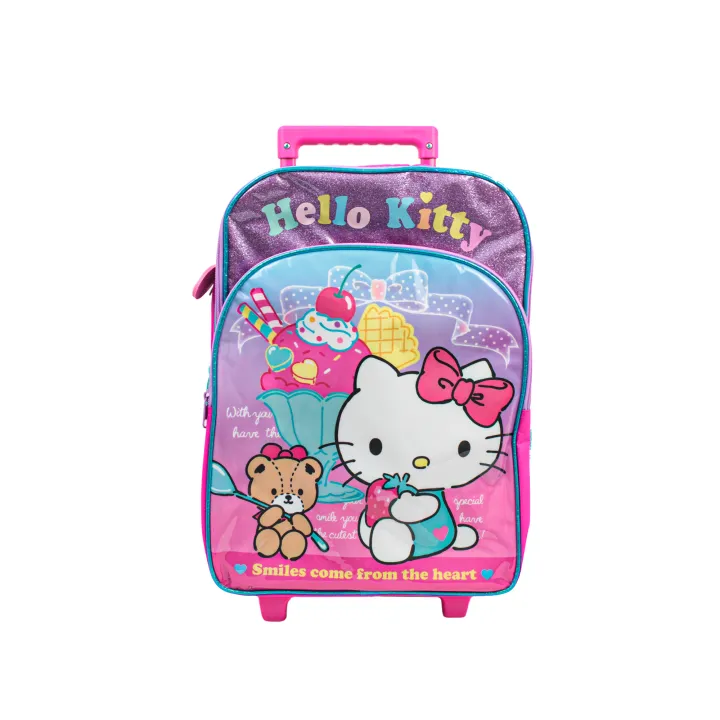 Hello Kitty Trolley School Bag 6 Wheel Kids Primary Bag Sekolah Roda