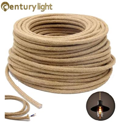 ۞℡ 2 Core 0.75mm² Vintage Hemp Rope Light Copper Cord Hemp Braided Flexible Cable Electrical Wire For Retro Lights