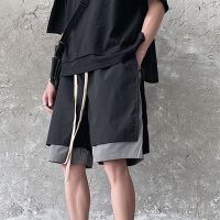 COD SDFERTREWWE Fake Two-piece Mens Shorts Summer Loose Straight Short Pants Men Casual Student Korean Style Drawstring Sweatpants Man Fashion Thin Sports Overalls Shorts