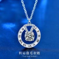 Moissanite Sweater Chain Wholesale Autumn And Winter New Long 925 Sterling Silver Necklace All-Match Lucky Plate Pendant Ornaments Ins