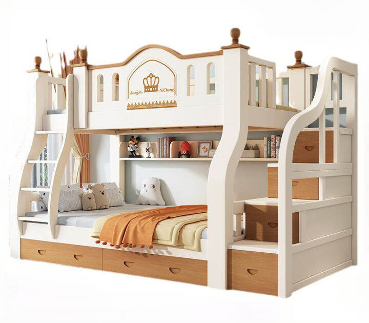 Solid wood bunk bed, twostory bed, children's solid wood bed, two