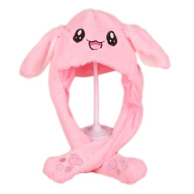 Kids Light Up Plush Animal Hat with Moving Long Ears Cartoon Rabbit Bunny Panda LED Glowing Earflap Stuffed Toys Party
