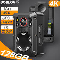 BOBLOV 4K HD 2160P Body WiFi Action Camera with GPS Sport Waterproof 3500MAh 170° DVR Video Recorder 128GB BodyCam กล้องวิดีโอสวมใส่ได้แบบพกพาเครื่องตรวจจับการเคลื่อนไหวกล้องตำรวจเคลื่อนที่รถจักรยานยนต์กล้องสำหรับการถ่ายภาพ For Vlogging