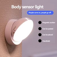 ™▧ LED Night Light Motion Sensor 360° Rotating Wall Light Rechargeable Auto On/Off Under Cabinet Light Wireless Closet Night Light