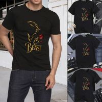 เสื้อยืดพิมพ์ลาย Beast And Beauty คู่รักสำหรับผู้ชายผู้หญิงเสื้อทีเชิร์ตคนรักเสื้อยืดคอกลมลำลองแฟชั่นสำหรับฤดูร้อน