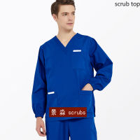 Uniforms Men Scrub Top Long Sleeve Nursing Clothes V Neck Scrubs Cotton Doctor Costume Dentist Work Wear Vet Uniforms