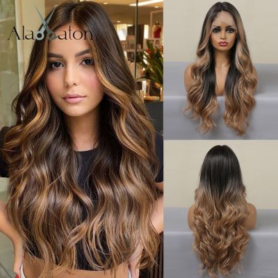 【jw】♠卐 ALAN EATON Synthetic Front Wigs for Afro Ombre to Blonde T Part Wig Colored Hair