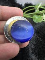 ตาแมว พลอยตาแมว ( LAB MADE Cats Eye BLUE  SAPPHIRE COLOR ) หนัก 24 กะรัต ทรงกลม ราคา เป็น 1 เม็ด. พลอย ขนาด 20 MM มิล