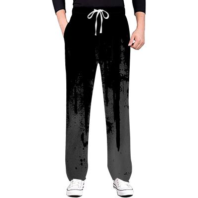 Chouxiangma เข็มขัดเชือกหูรูดพิมพ์ลายดิจิตัล3มิติสำหรับผู้ชายกางเกงกางเกงออกกำลังกายพื้นพรมกางเกงแบบลำลองทุกวัน