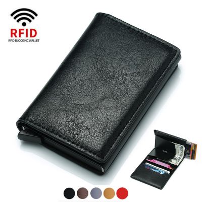 เคสกระเป๋าสตางค์หนังขนาดเล็กบางป้องกันการบล็อค Rfid ของผู้ชายกระเป๋าสตางค์แบรนด์หรูที่ใส่บัตรใส่บัตรป้องกันการใส่บัตรขนาดเล็ก
