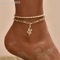 【CW】☋▩✺  Gold Color Snake Anklets Ankle Set Leg Chain Barefoot Jewelry Beach Accessories