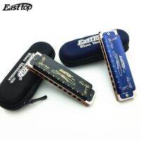 Easttop ฮาร์โมนิก้าไดอาทอนิคคุณภาพสูง10หลุม Blues Harp Paddy Key ออแกนแบบเป่า Woodwind พลาสติกมาร์กตำแหน่งนิ้วกีตาร์สีดำหรือสีฟ้า