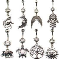 【CW】 1pcs  Surgical Navel  SunMoonTurtle Wiccan Pagan Belly Bar ring Piercing Rings