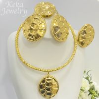 【lz】☊  Grande Cor do Ouro Jóias Set para Mulheres Bonitas Brincos Planos Pulseira e Anel Colar Bridal Wedding Accessories