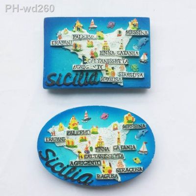Hot Sale Italy Sicily Area Map Creative Fridge Magnets World Travel Souvenirs Refrigerator Magnetic Stickers 8x5.5cm