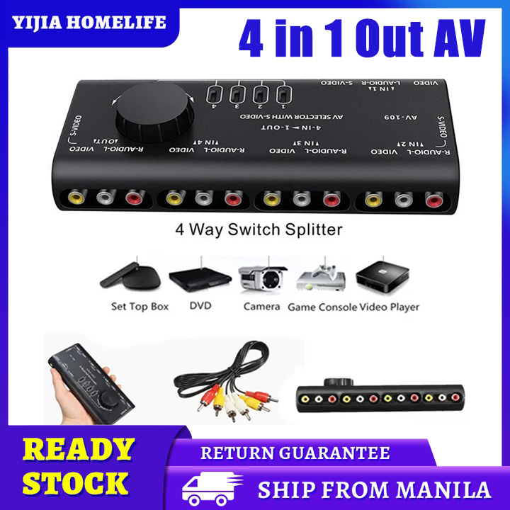 【Ready Stock】4 in 1 Out AV RCA Switch Box AV Audio Video Signal ...