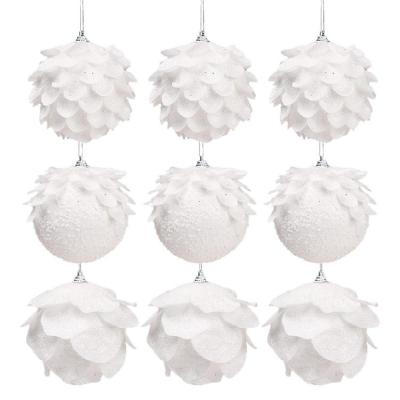 White Christmas Ornaments Shiny Christmas Tree Balls Hanging Decorations Christmas Decorations for Christmas Holiday Wedding Anniversary Party portable