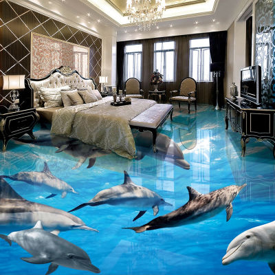 กันน้ำ Self-Adhesive 3D ภาพจิตรกรรมฝาผนังใต้น้ำ World Dolphin ห้องน้ำห้องนั่งเล่นห้องนอนสติกเกอร์ภาพวาด Wallpaper