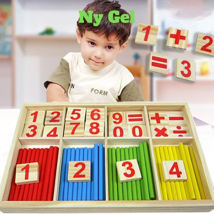 Counting Stick Calculation Math Educational Toy, Wooden Number Cards ...