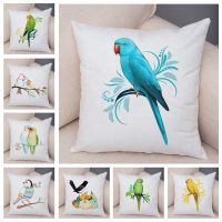 【LZ】 Cartoon Parrot Animal Pillow Case Decor Birds and Flower Cushion Cover for Sofa Home Car Super Soft Plush Pillowcase 45x45cm