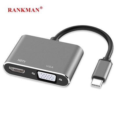 Rankman USB C Hub To 4K HDTV VGA Type C แท่นวางมือถือสำหรับ MacBook Nintendo Switch iPad Samsung S20 Dex Huawei P30 TV PS5 Feona