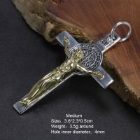 Real 925 Sterling Silver Catholic Cross Pendant Amulet Necklace Jesus Christ Jewelry For Men And Women