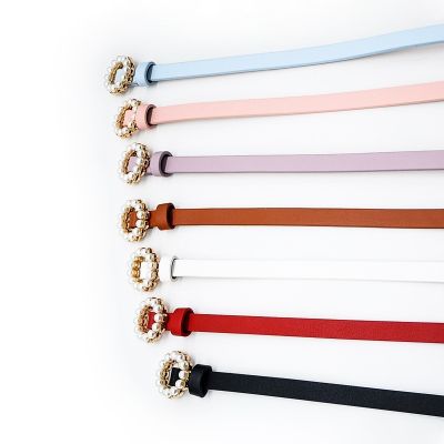 New Ladies Belt Korean Version Casual Fashion Leather Pearl Buckle Decorative